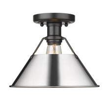 Golden 3306-FM BLK-CH - Yep by Golden Lighting Orwell 1-light Flush Mount in Matte Black and Chrome shade
